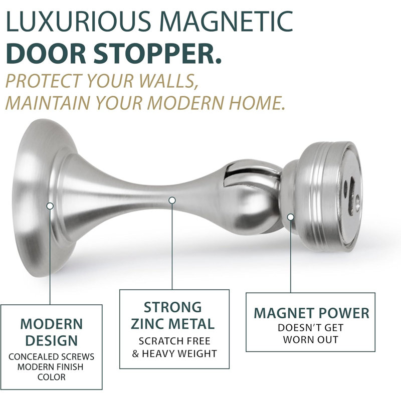Butoir de porte magnétique Mega Handles, Nickel satiné