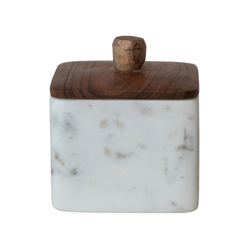 Marble Container with Acacia Wood Lid and