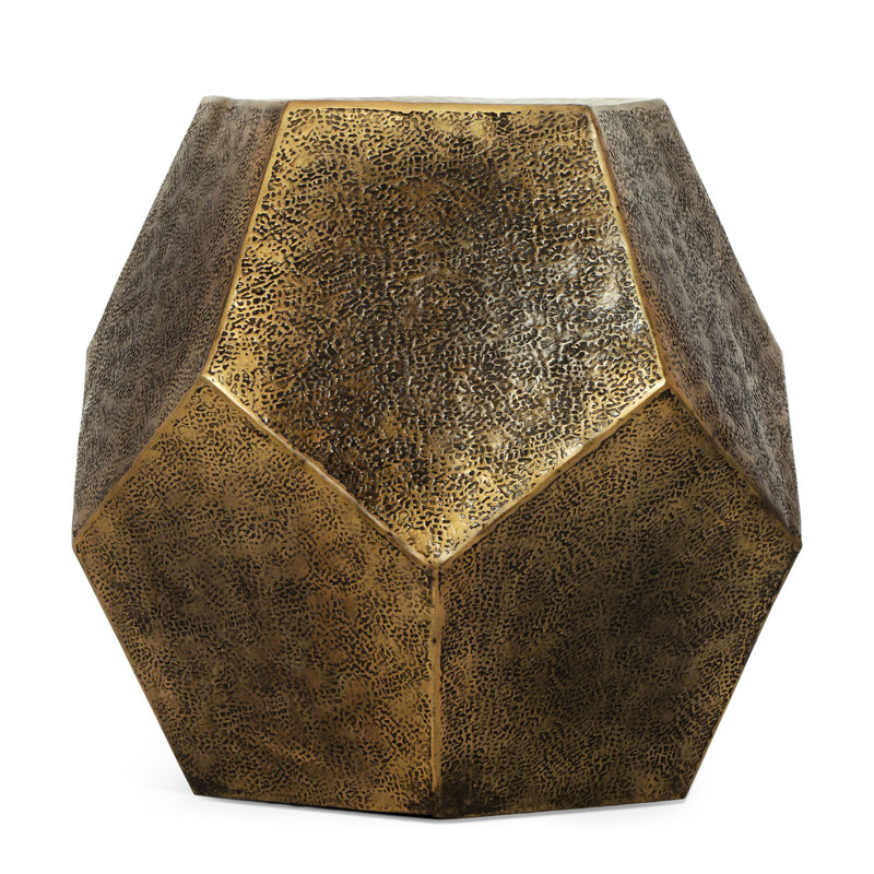 Elegant Textured Side Table - Hexagonal & Aluminum Grace Pentagonal Opulentivity
