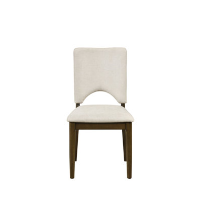 Modern Dining Chairs 2Pc Set Upholstered Light Beige Fabric Comfort Back Dining Furniture,