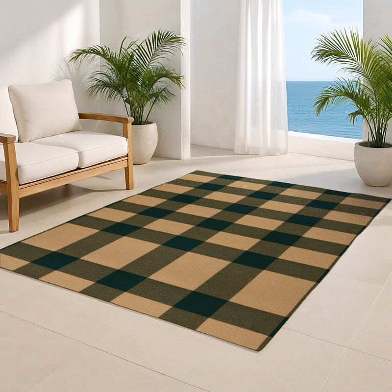 Tapis d'intérieur et d'extérieur à carreaux brun, Rectangle 4pi x 6 pi