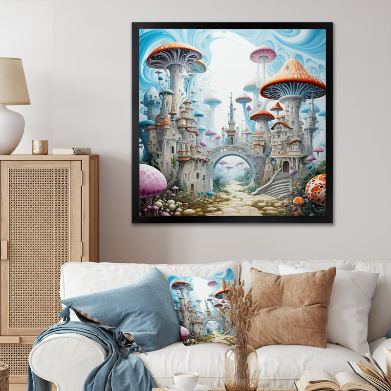 Imaginaire de la ville fantaisiste I - Art mural fantastique et science-fiction, Black Picture Framed, 30" H x 30" W