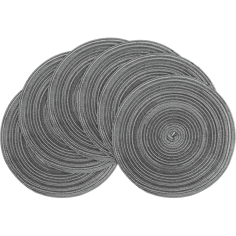 Ensemble de 6 napperons ronds tressés gris brume