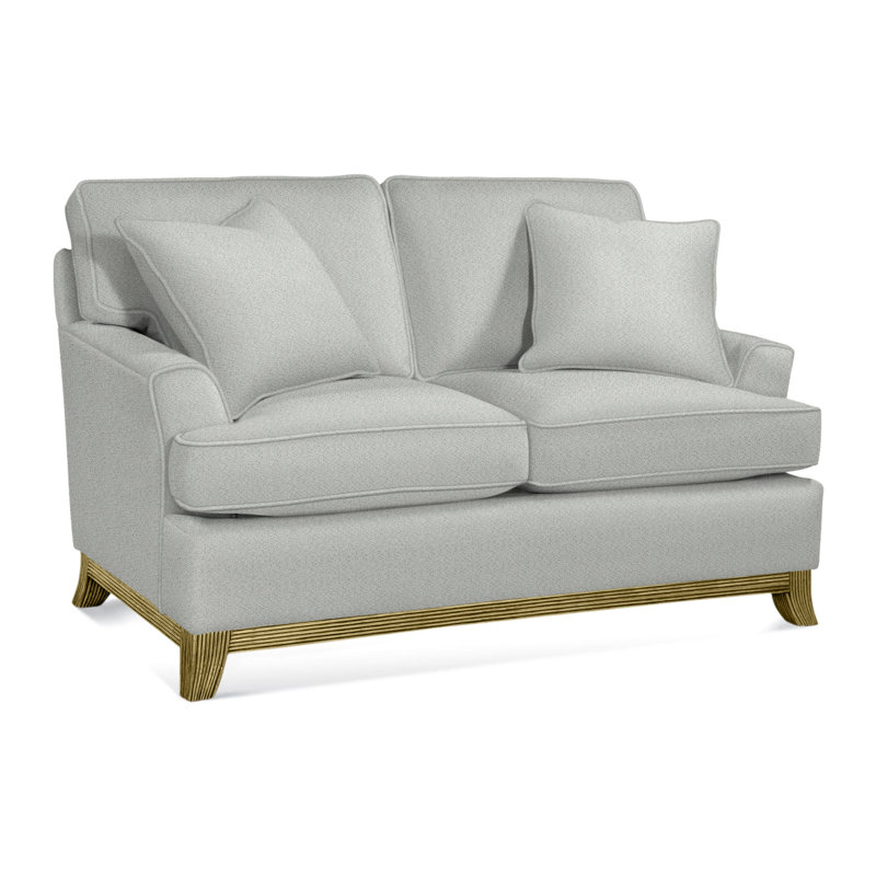 Oaks Way Upholstered 60'' Loveseat, Brass Finish, Blue Chenille/Velvet Solid; 0809-63