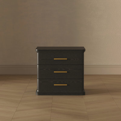 Clifford Traditional 3-Drawer Nightstand in Black