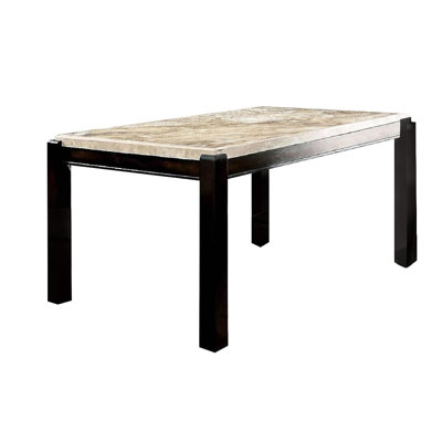 Transitional Dark Walnut Dining Table W Genuine Marble Top Ivory 1Pc Rectangle Table Kitchen Dining Room Furniture
