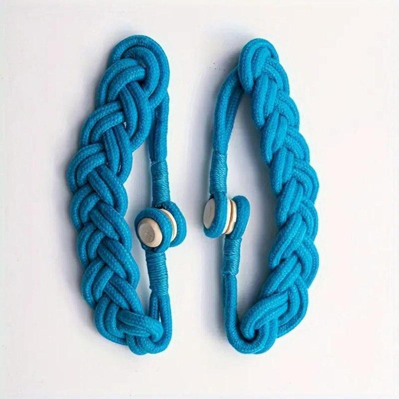 Embrasses de rideaux magnétiques en lin tissé à la main, Bleu clair