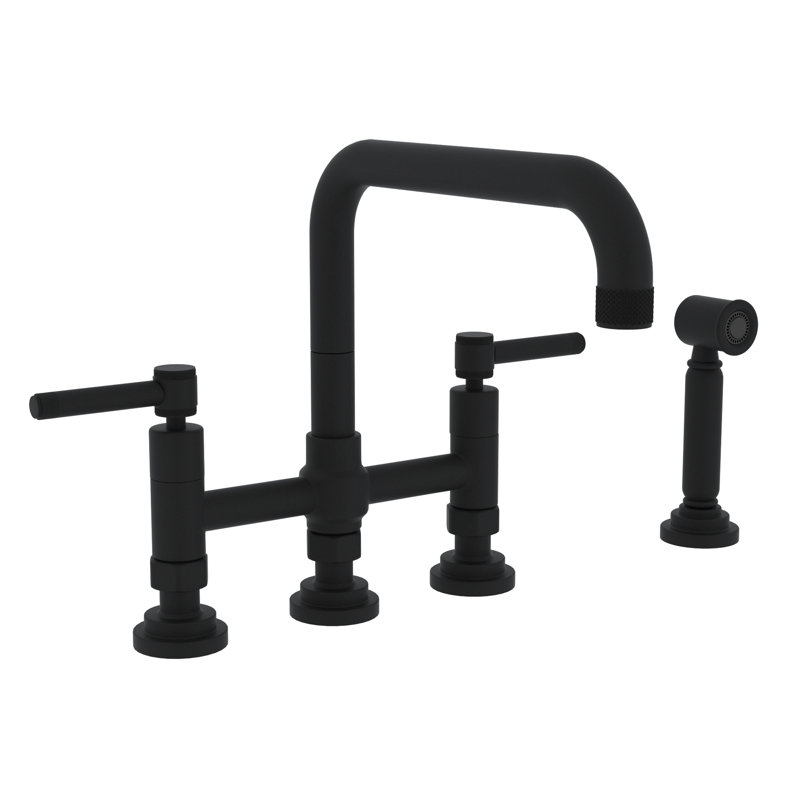 Campo™ Bridge Faucet With Sidespray, Matte Black, Lever Handle