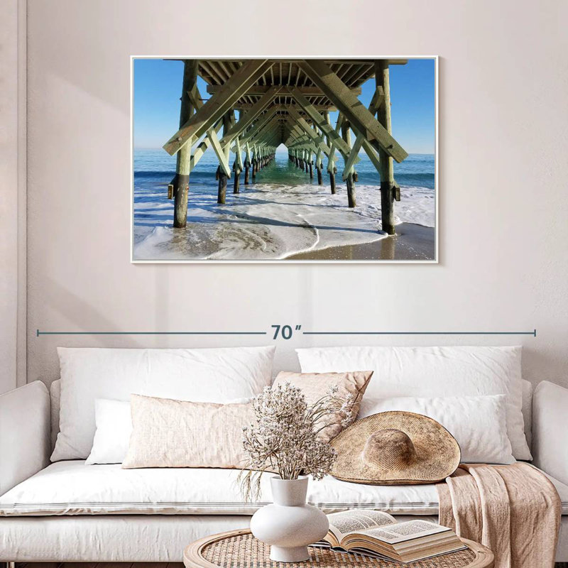 Under Wrightsville Beach Pier, Cadre flottant blanc, 43 po x 29 po