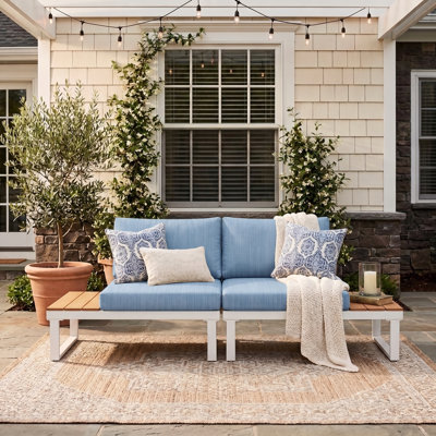 Antjelina 2 - Person Outdoor Loveseat with Cushions & Side Table
