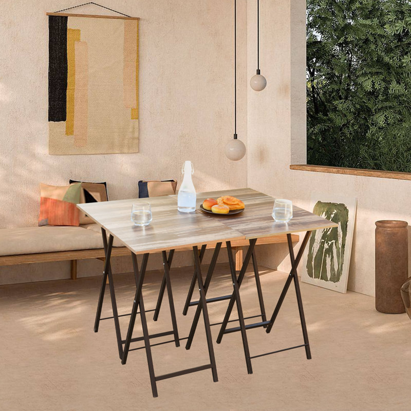 Ensemble de 4 plateaux de télévision pour manger avec support, ensemble de tables pliantes avec plateau de collation et tables pliantes pour petits espaces