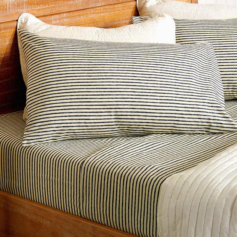 UltraSoft Stripe Microfiber Bedding Set - Wrinkle Free 4-Piece Sheet Set with Pillowcases - All Season Brushed Bed Sheets - Dark Grey Comfort Collection