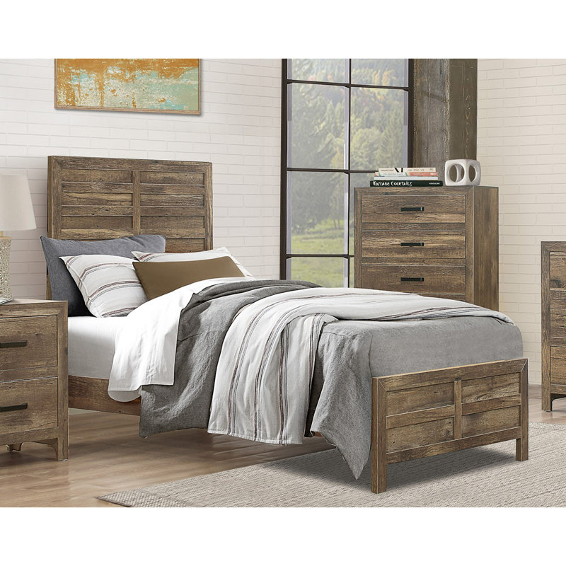 Mobilier de chambre à coucher rustique en bois patiné, Twin