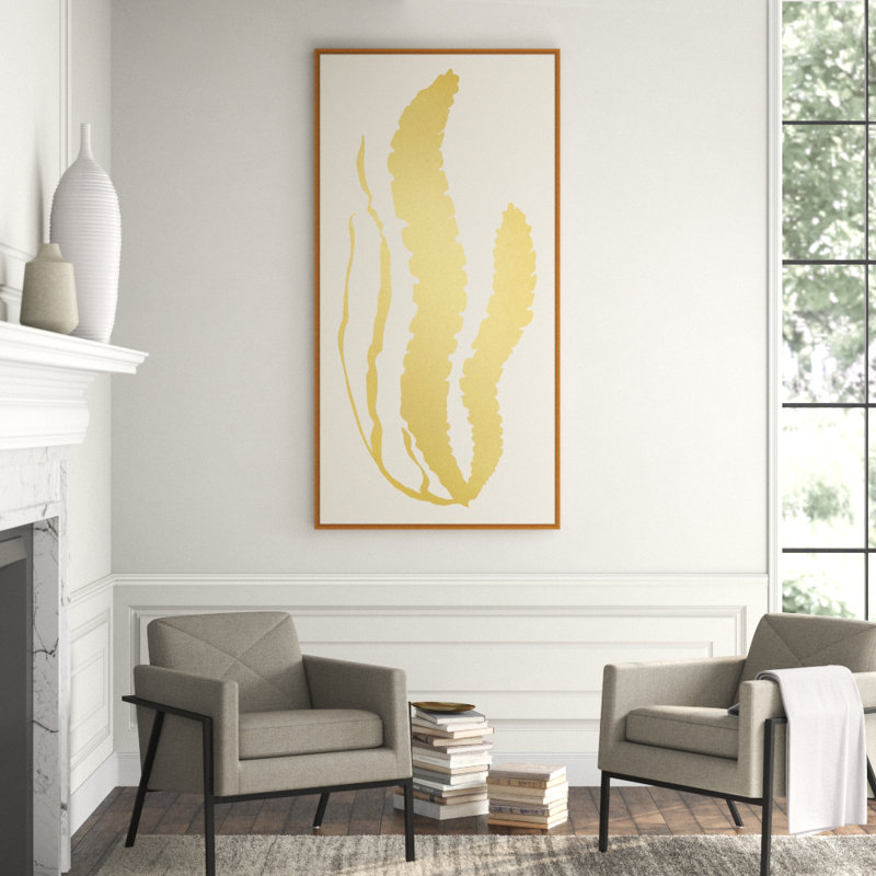 Gold Leaf Sea Grass 2' Framed Graphic Art Print on Glass