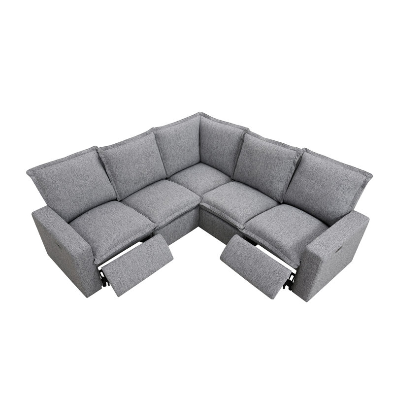 Power Recliner Chair Home Theater Seating Soft Chair, Gray 100%  Linen
