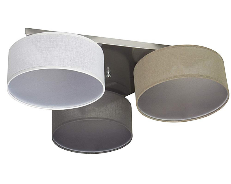 Pulley Fabric Semi Flush Mount, White/Light brown/Graphite