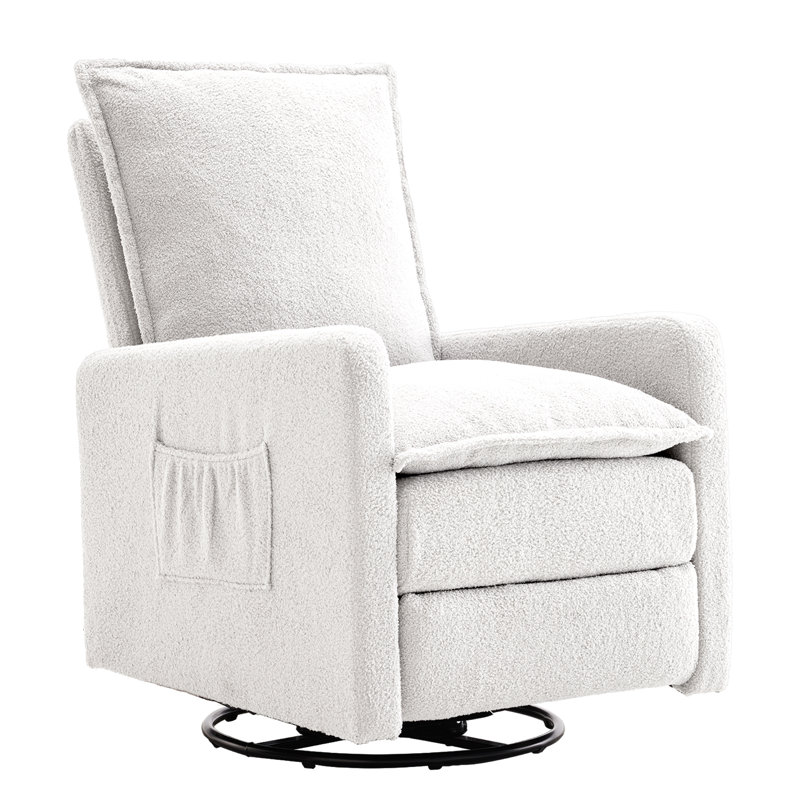 28.4" W Swivel Recliner Chair with Leg Support, White