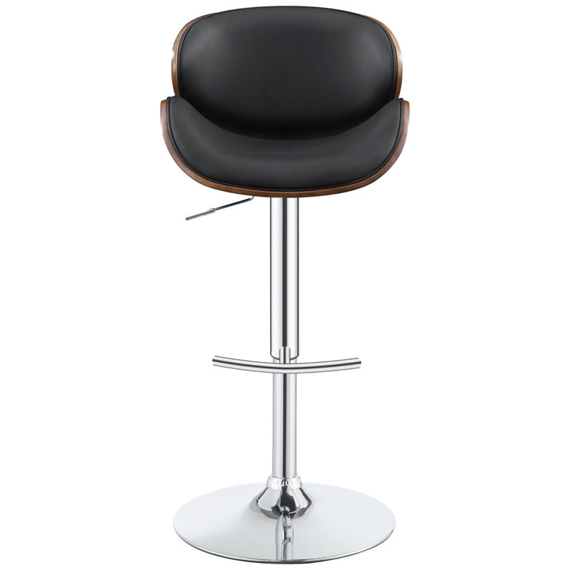 Tabouret de bar noir et noir pour une salle à manger élégante et sophistiquée - réglable, dossier incurvé en noyer, base, look Mid-Century moderne