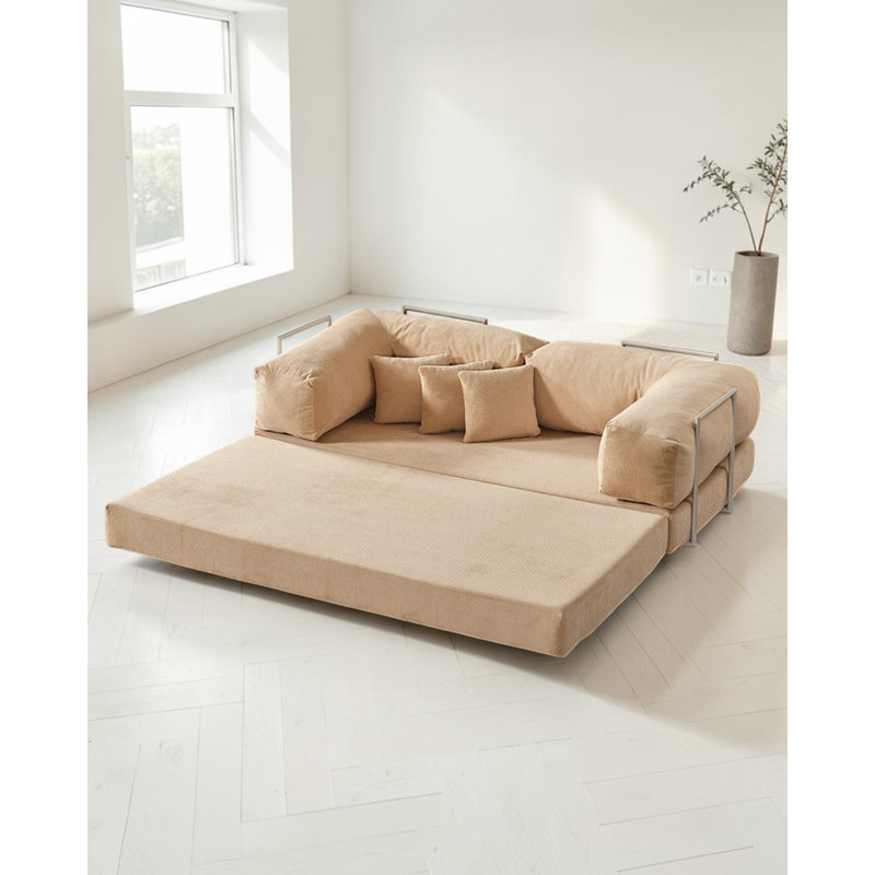 Canapé modulaire en L beige avec assise basse, Beige