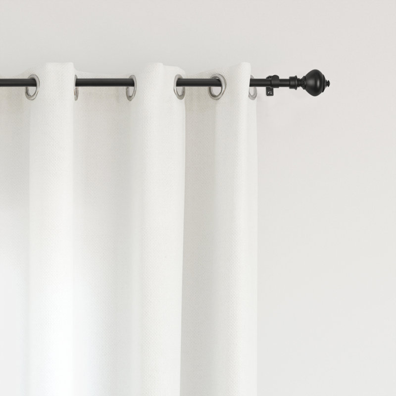 Pizano 100% Steel Single Curtain Rod, 3.25" H x (48" W - 86" W) x 2.25" D, Pietro Black (100% Steel)