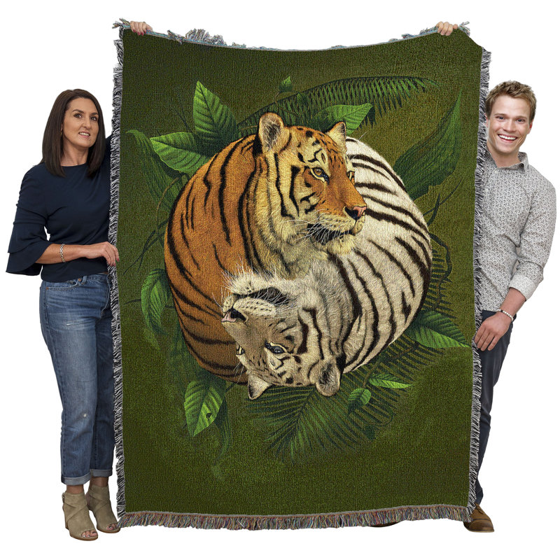Pure Country Weavers Tiger Yin Yang Blanket by Vincent HIE - Gift Tapestry Throw Woven from Cotton - Made in The USA (72x54)