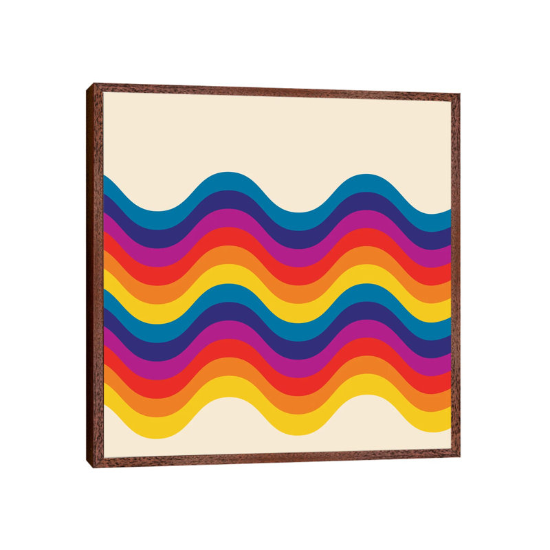 Wavy Retro Rainbow 1 Piece Wall Art on Canvas, 66.04 cm H x 66.04 cm W, Classic Wood Framed