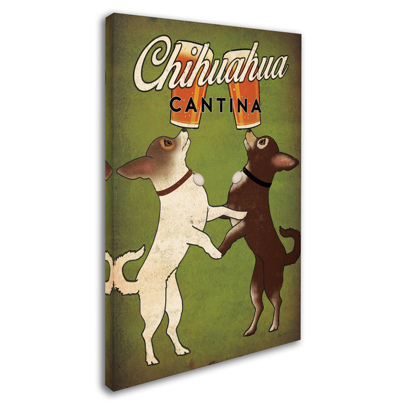 Dreyanna «Double Chihuahua», affiche vintage sur toile tendue, H 24 po x l 16 po