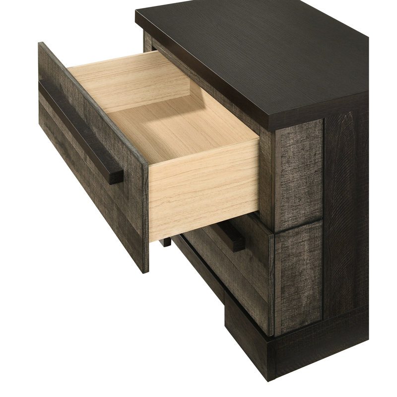 Solid Wood Bedroom 2 Nightstand In Brown Grey - Construction