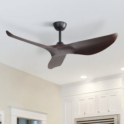 Kemp 52" 3 -ABS-Blade Propeller Modern Ceiling Fans no Light and with Remote Control