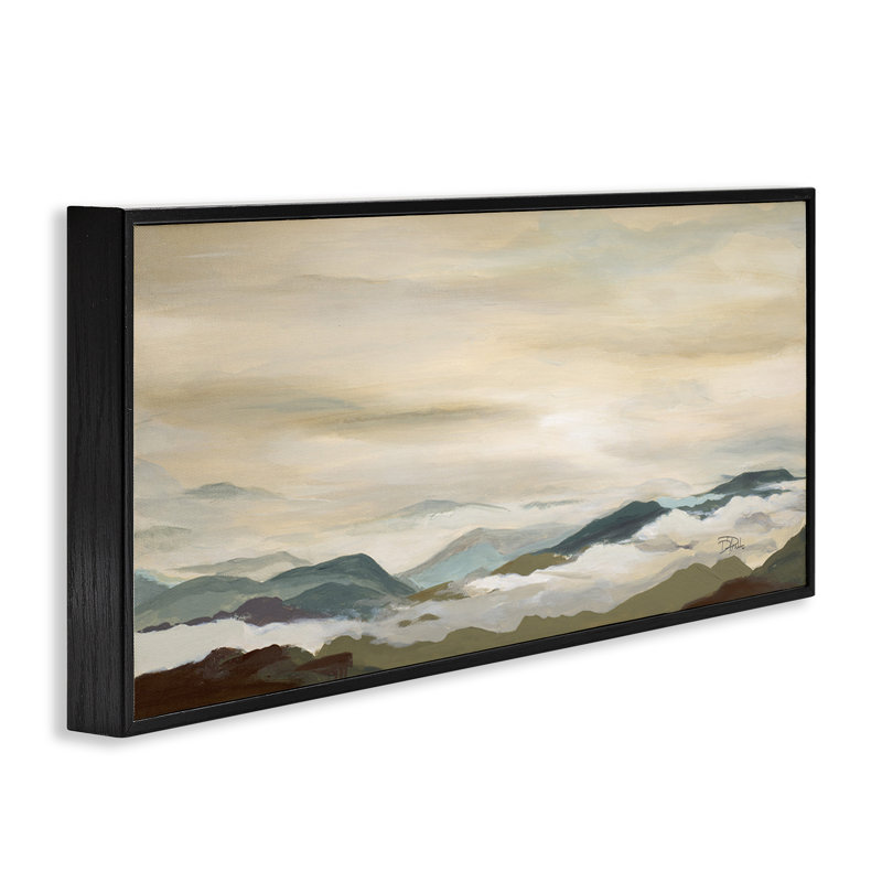 «Solenn Mountains Peeking», art de la giclée encadrée par Patricia Pinto, Giclée encadrée noir minuit, H 10 po x l 24 po