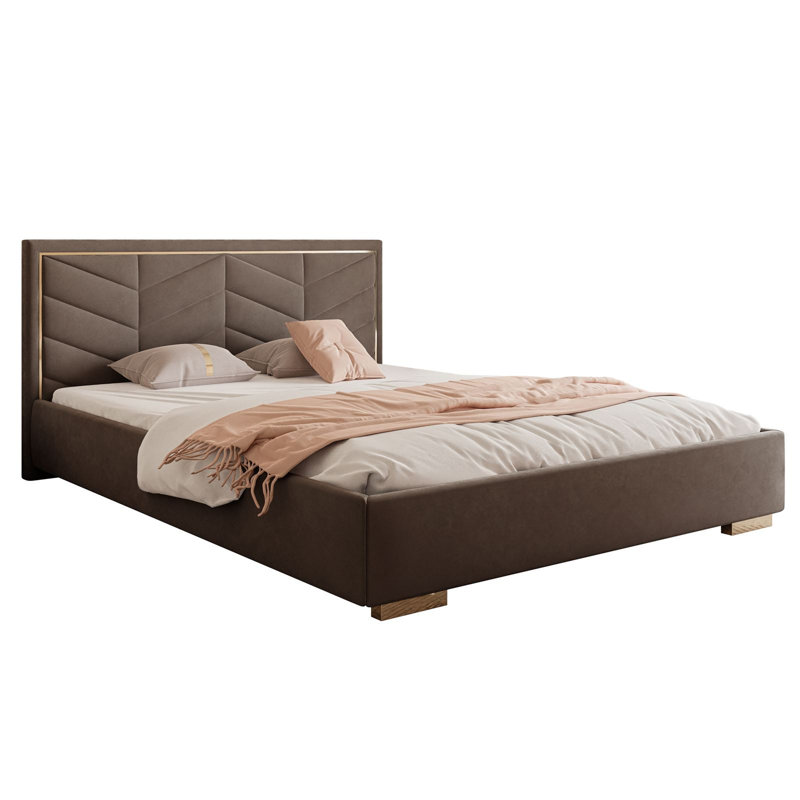 Upholstered Ottoman Storage Bed, Kingsize (5'), Light Brown