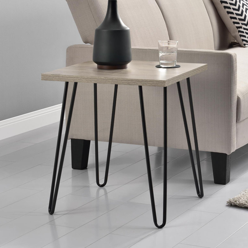 Ewalt Side Table with metal legs, Rustic Oak