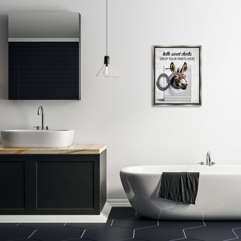 Cadre flottant pour la lessive «Funny Sweet Cheek», par lettré et doublé, Cadre flottant gris lustré, H 21 po x l 17 po