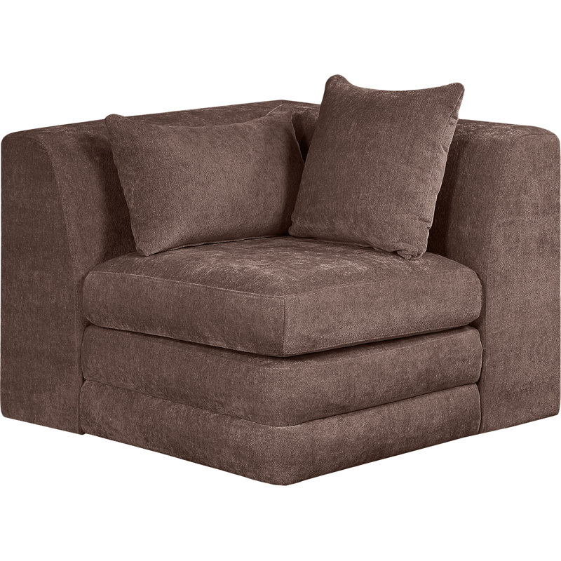 Fauteuil d'angle rembourré Vredenburgh Chenille, Tissu chenille brun