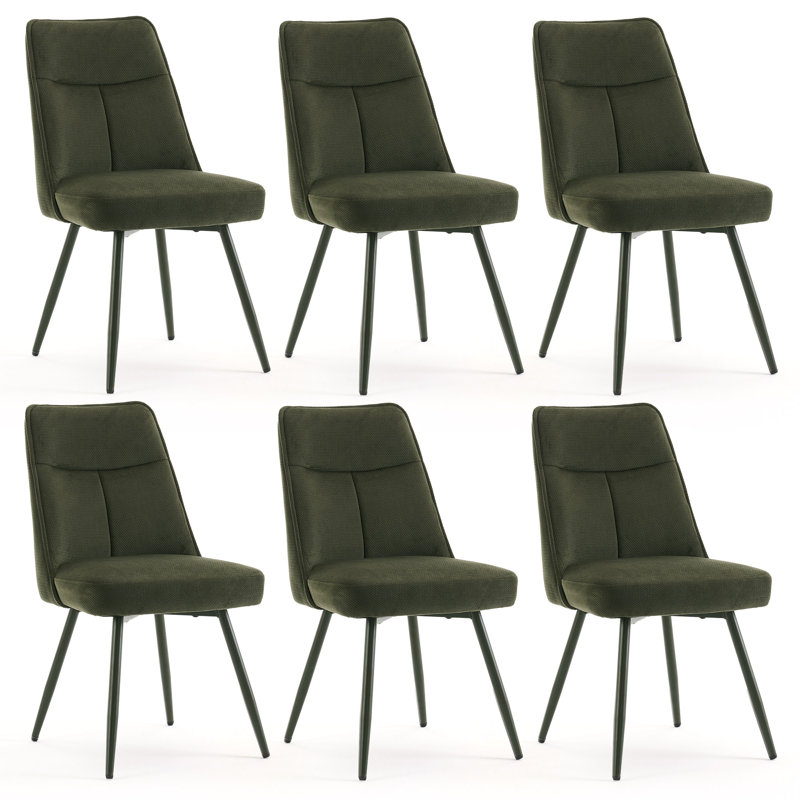 Modern Chenille Fabric Upholstered Dining Chairs Armless Side Chairs with Color-Matched Metal Frame For Kitchen Dining Room