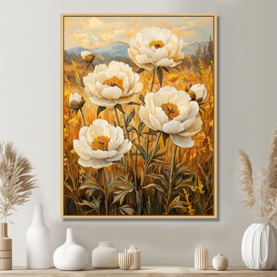 Pivoines dans la moisson lueur - pivoines, art mural