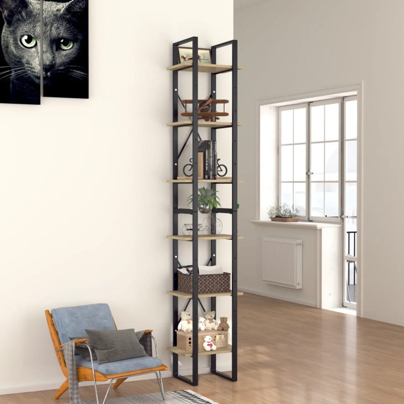 Ayalah 210cm H x 40cm W Wood Etagere Bookcase, Brown, 210cm H x 40cm W x 39cm D