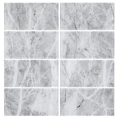 3'' W x 6'' L Glass Peel and Stick Subway Tile
