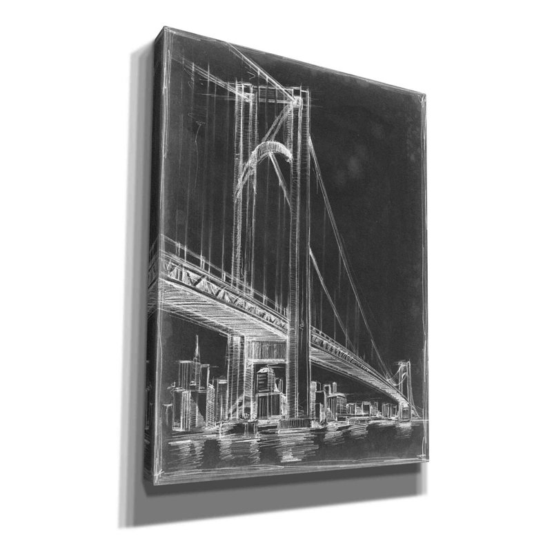 «Red Bridge Barrel II» par Ethan Harper, art mural rouge sur toile, H 26 po x l 18 po x P 0,75 po