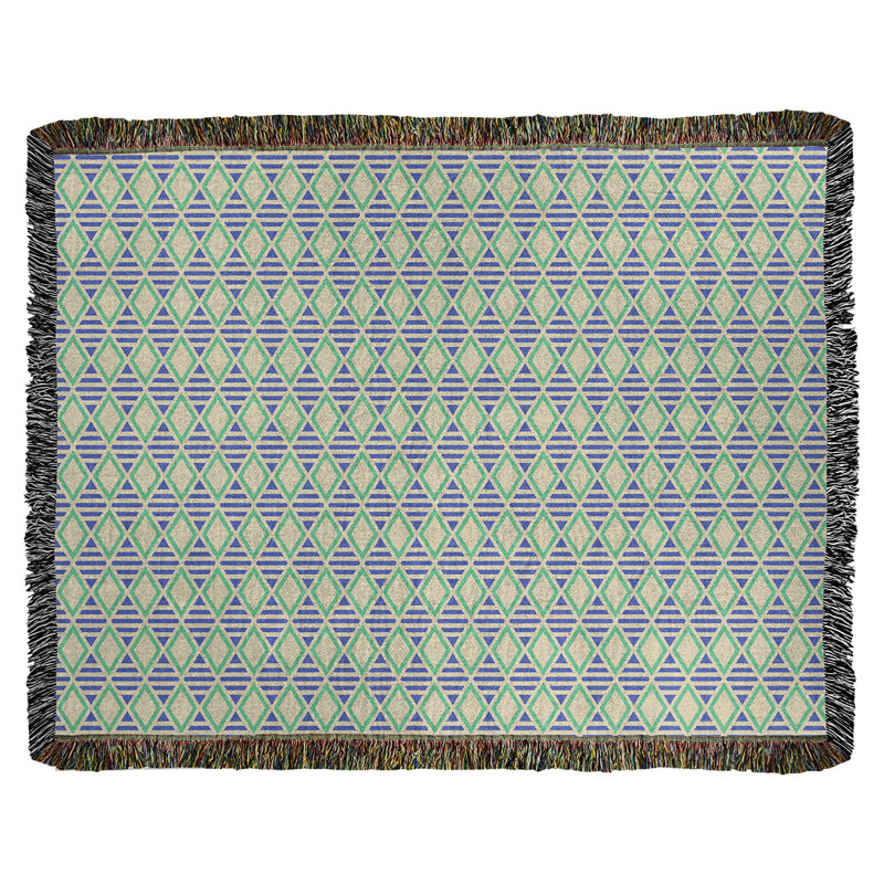 Couverture en chenille Katelyn Elizabeth, l 50 po x L 60 po, Vert / bleu