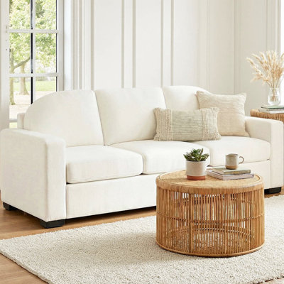 Canapé moderne 84,7 po à 3 places, canapé incurvé en chenille avec dossier incurvé, canapé à assise profonde avec ressorts ensachés et mousse, canapé de style américain pour le salon ou les petits espaces