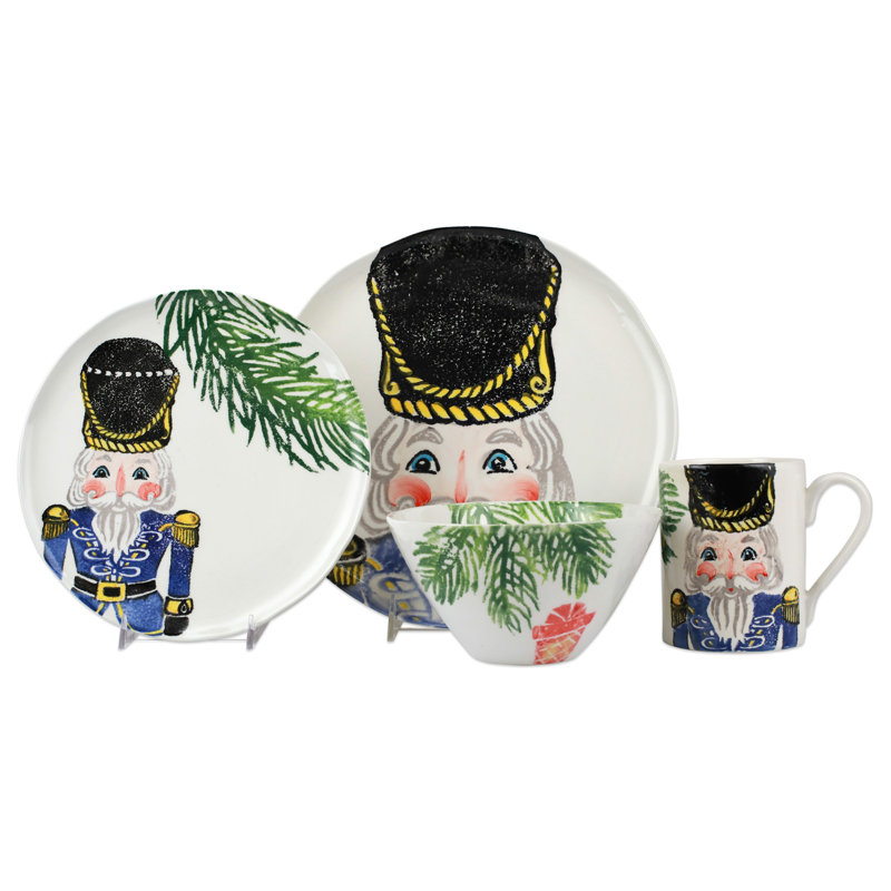 Nutcrackers Piece Handmade Dinnerware Set, Blue/Green/White