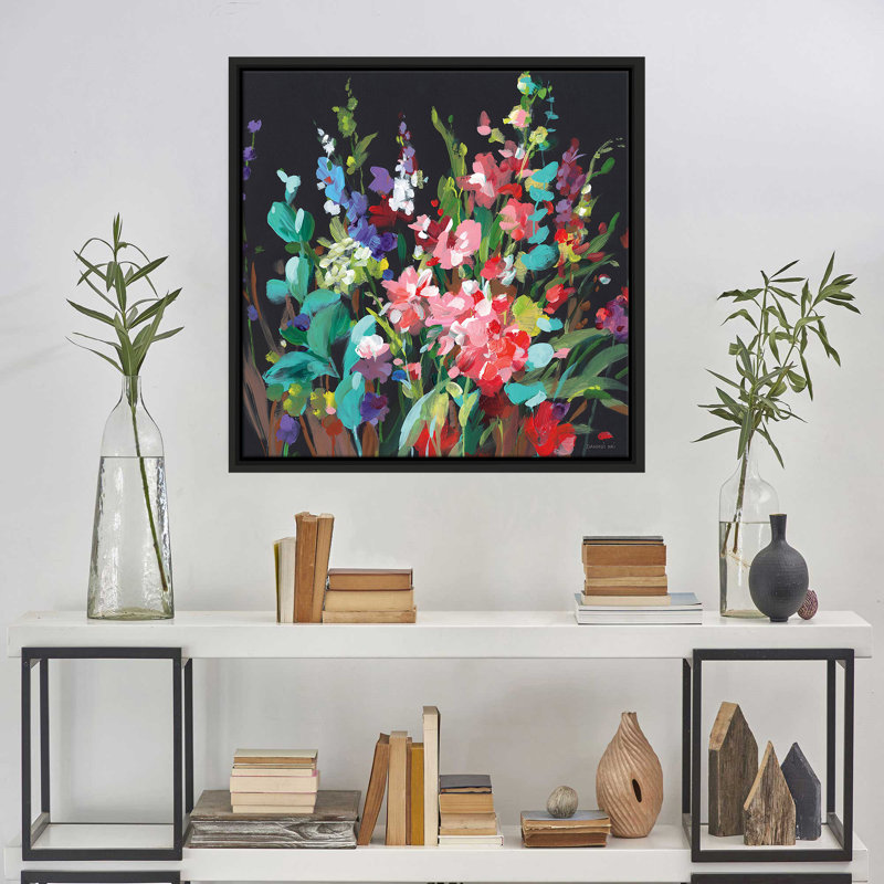 "Brightness Flowering" by Danhui Nai Print on Canvas in a Floater Frame, Black, 27.5" H x 27.5" W