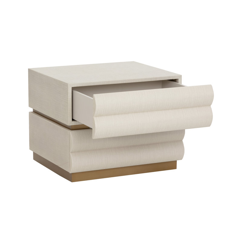 Subira 2 - Drawer Solid Wood Nightstand, Cream