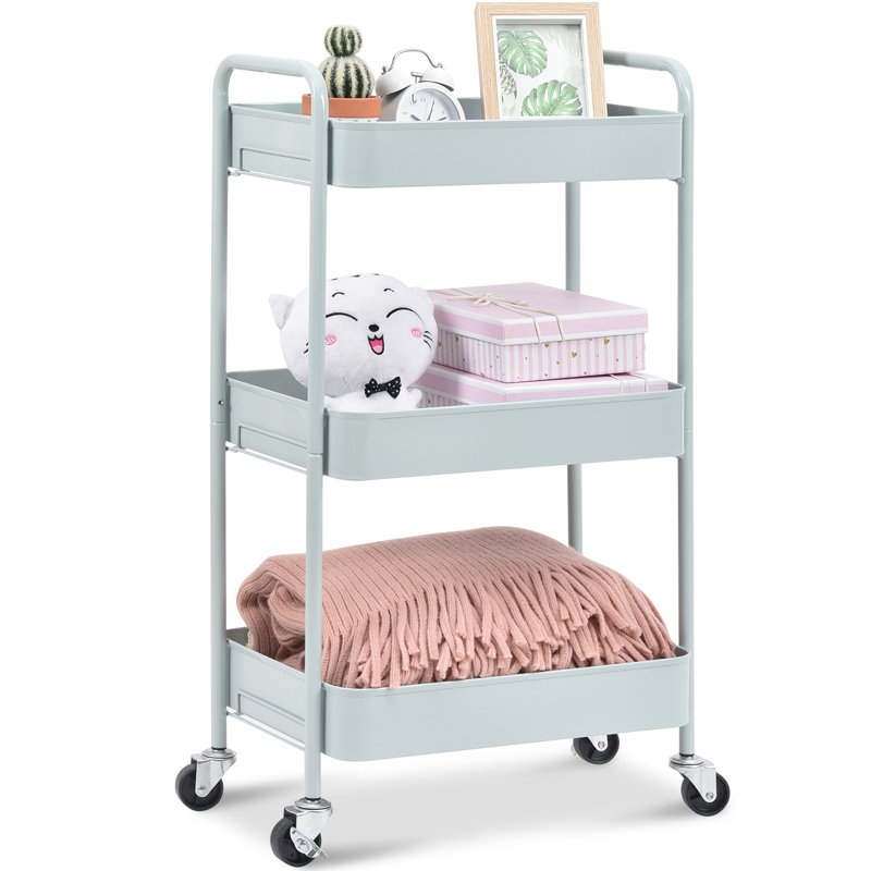 3-Tiers Stainless Steel Utility Cart with Wheels,12*17.3*31.3 inch Rolling Cart,Metal Cart, Salon Trolley Cart,Kitchen Storage Cart,Bathroom Cart