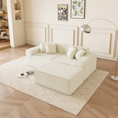 Modular L-Shaped Sectional Sofa With Reversible Chaise, Deep Seat Cushions, Comfortable Couch For Living Room, Space-Saving Sofa For Apartments, Modern Upholstered Fabric Sofa, Easy Assembl