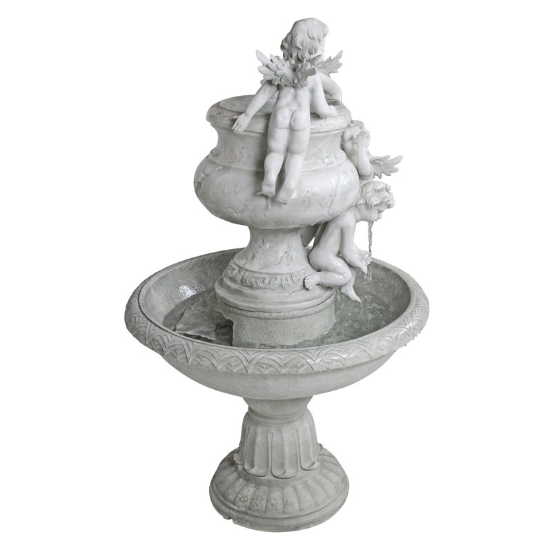 Fontaine sculptée en résine chérubins jouant