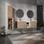 Meuble-lavabo mural avec lavabo et armoire latérale, portes à fermeture en douceur