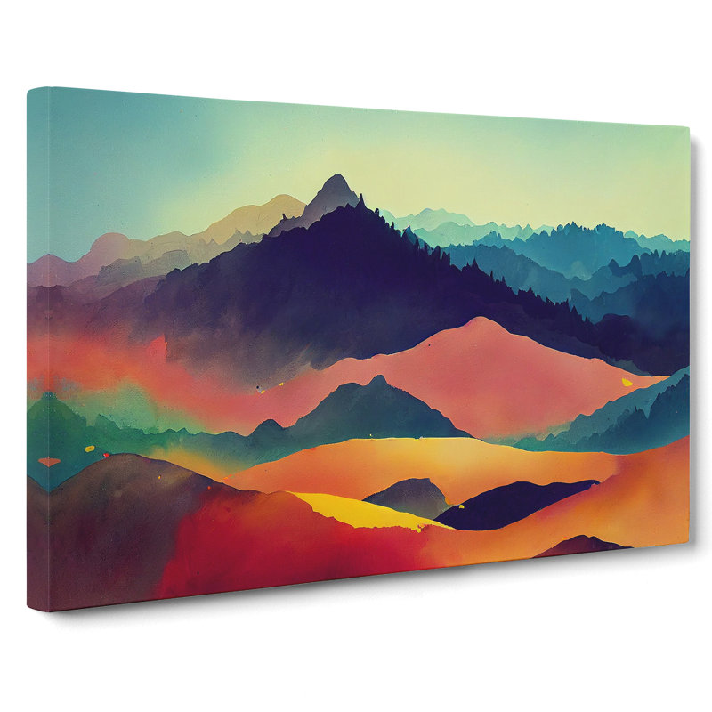 Exquisite Painted Mountains Abstract - Wrapped Canvas Print, 35cm H x 50cm W x 3cm D