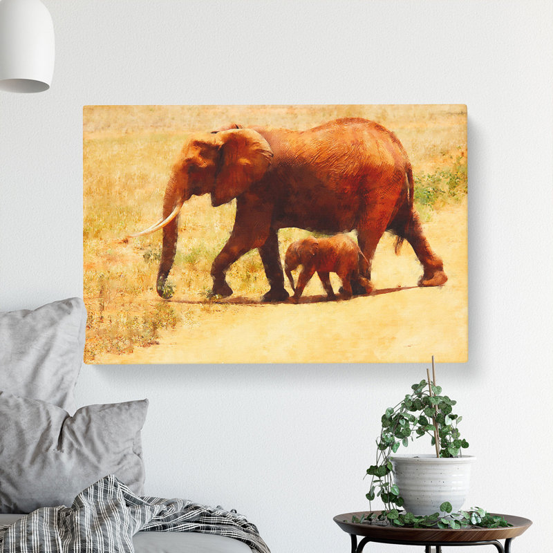 Mother And Baby Elephant Vol.3 - Wrapped Canvas, 35cm H x 50cm W x 3cm D